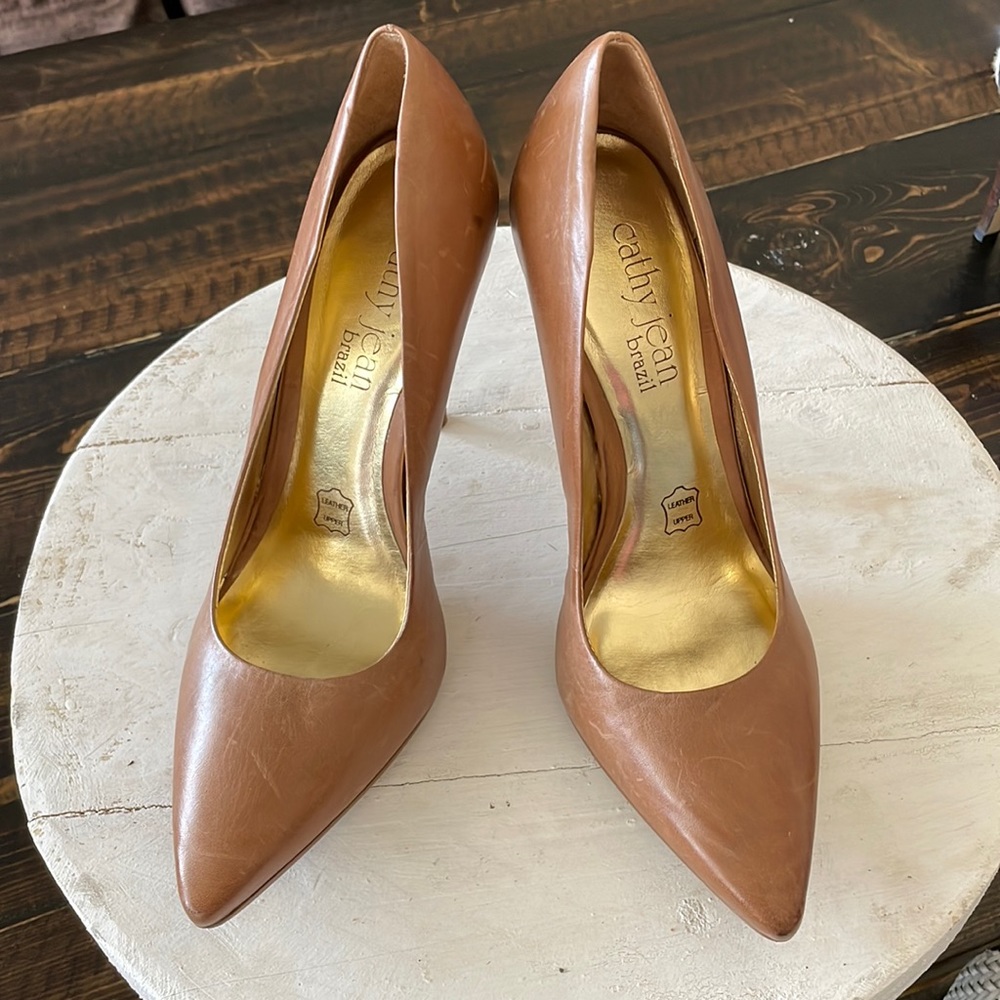 Cathy Jean Brown Leather Heels Size 8